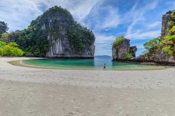 Hong Islands,Beautiful tropical sandy beach and lush green foliage on a tropical island ,thailand