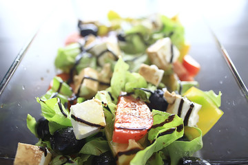 Greek salad / Mediterranean cuisine, fresh salad in the plate, healthy food, diet vegetables