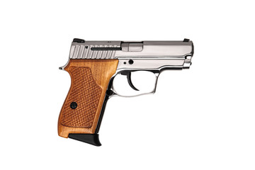 Silver gun pistol isolated on white