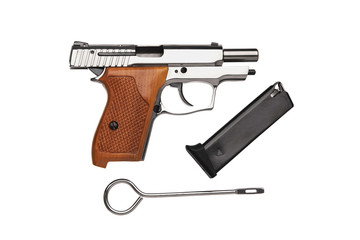Silver gun pistol isolated on white