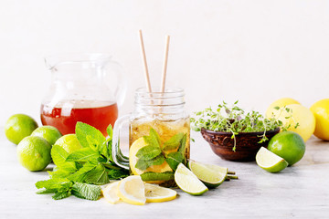 Ice tea in glass jar