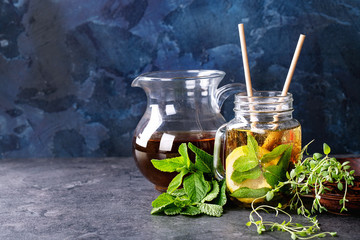 Ice tea in glass jar