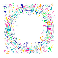 Shape of a circle with musical notes.