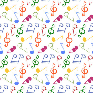 Seamless pattern with music notes.