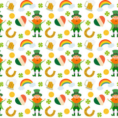 Obraz na płótnie Canvas Seamless pattern with St. Patrick`s day icons.