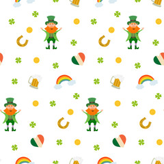 Seamless pattern with St. Patrick`s day icons.