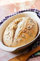 Wheat bread with sunflower seeds baked on sourdough