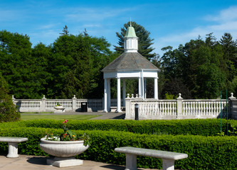 Gazebo under a deep blue sky