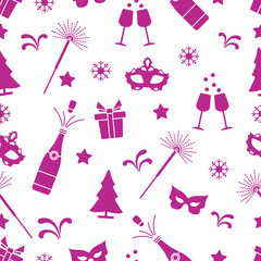 Seamless pattern with new year symbols.