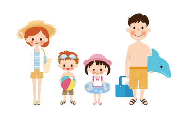 家族でプール（海水浴）