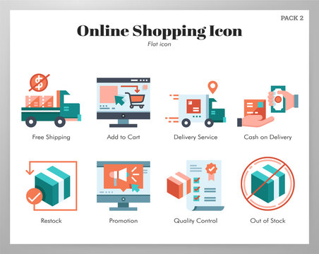 Online Shopping Icons Flat Pack