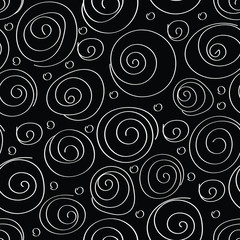 Curls, twisted lines. Seamless pattern. Vector illustration.