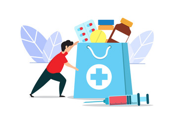 medical medication flat creative illustration vector of graphic , small people in online medical medication flat illustration vector , vector doctor flat illustration for banner website landing page