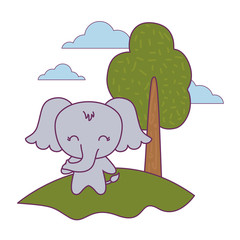 cute elephant animal in landscape