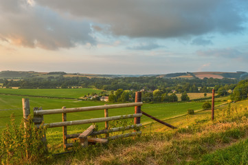 Fototapeta na wymiar Sunset, Wylye Valley, Wiltshire, England