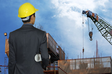 Fototapeta premium Engineer inspected the work in the construction site