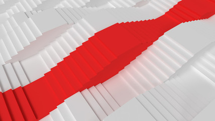 White And Red Stair Realistic 3d Render Concept