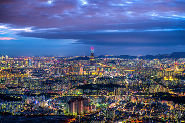 Seoul city at night south Korea 