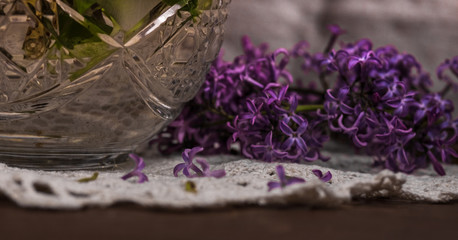 A stillife with gipsum bust and flowers