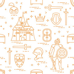 Pattern with knight, castle, swords and other.