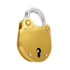 3D Rendering Padlock isolated in white background