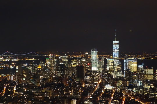 vista nocturna de ciudad de nueva york
