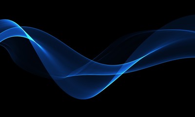 Abstract neon blue flow wave background