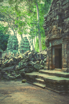 Ruins of ancient temple in the Angkor