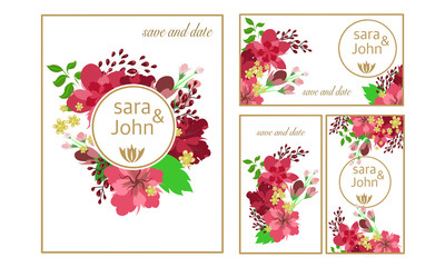 Flower wedding card white background