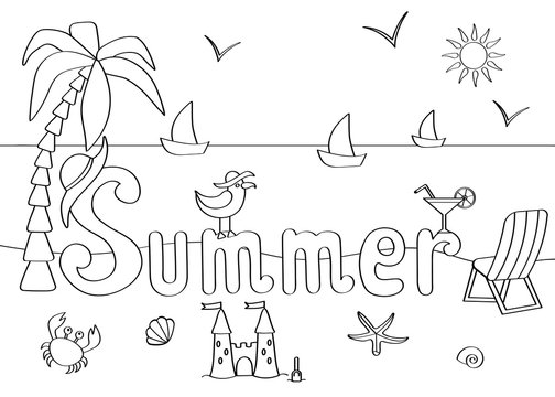 Coloring page on the theme of rest on the sea