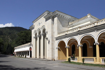 Fototapeta na wymiar Railway station building in Borjomi
