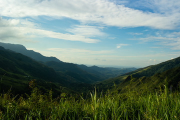 View of valley and mountains