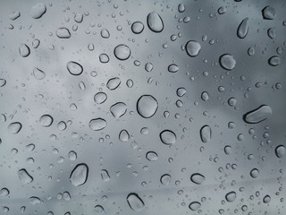 raindrops on the glass of a car
