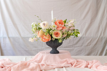 Still life with a beautiful bouquet of flowers