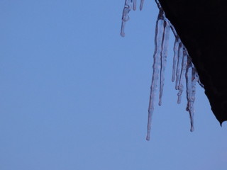 icicles on a blue sky background
