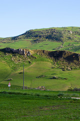 Vertical photography capturing beautiful Madonie Park in Sicily, Italy. Green Sicilian landscape. Amazing countryside, rural Italy. Popular place for hiking