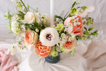 Still life with a beautiful bouquet of flowers