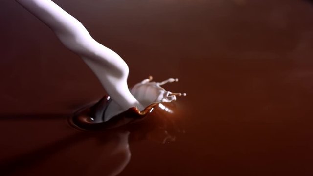 close up pouring milk, Slow motion shot