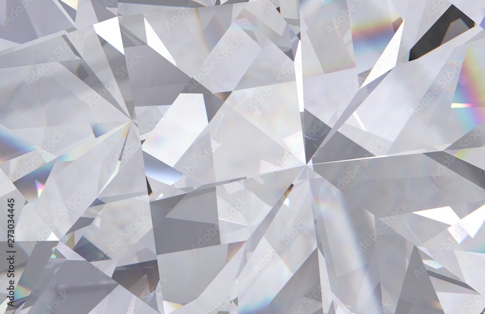 Wall mural layered texture triangular diamond or crystal shapes background. 3d rendering model