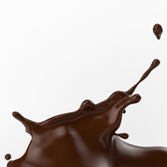 A splash of chocolate. 3d rendering, 3d illustration.