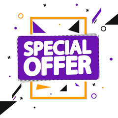Special Offer, sale tag design template, discount banner, vector illustration