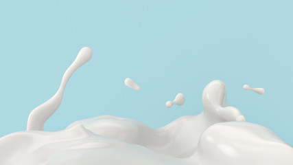 milk or yogurt splash, 3d illustration.