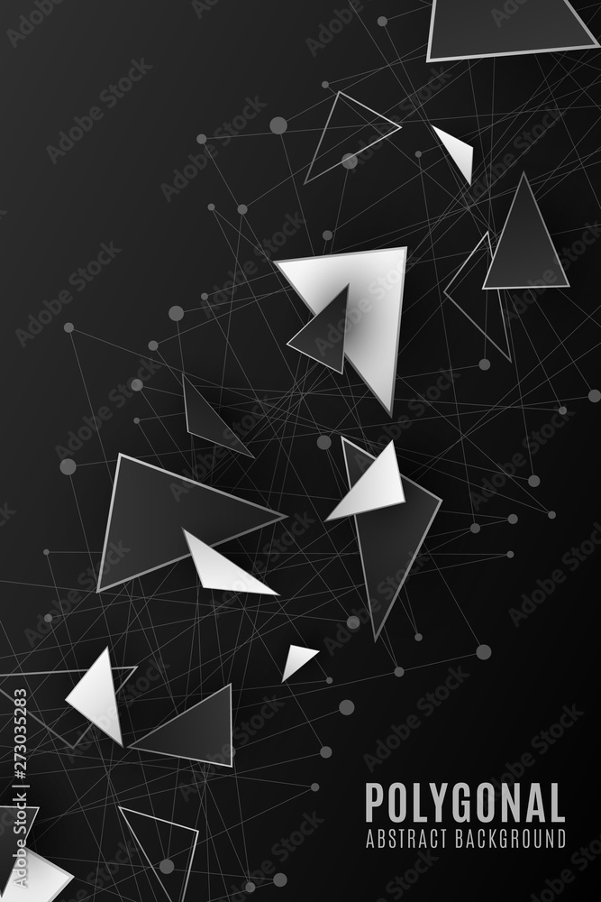 Poster geometric shapes. modern background for your design poster. low poly. black and white triangular for