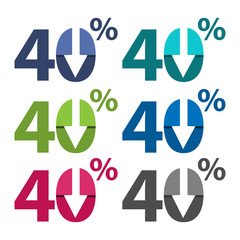 Forty percent down, downwards arrow illustration	