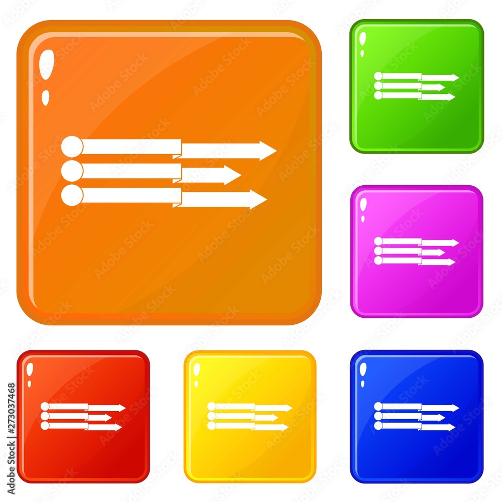 Poster infographic arrows icons set collection vector 6 color isolated on white background