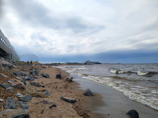 coastal granite stones washed by the waves