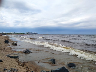 coastal granite stones washed by the waves