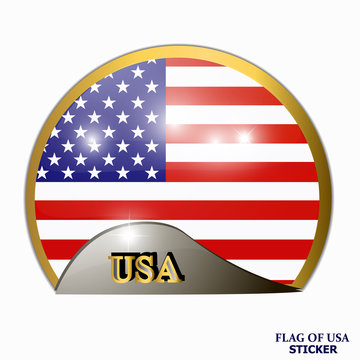 Made in USA sticker. Happy America day sticker. Illustration with white background. Bright illustration with flag. Bright background with flag of USA.