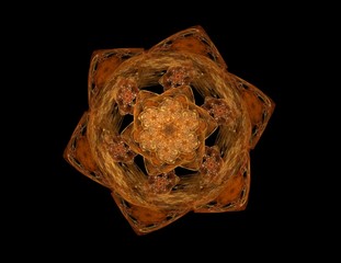 abstract fractal golden symmetric figure on black