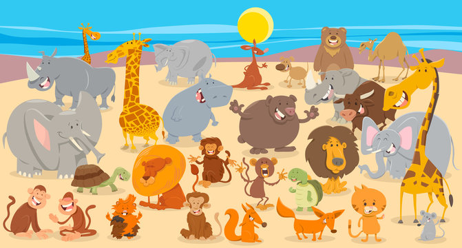 cartoon animal characters collection background